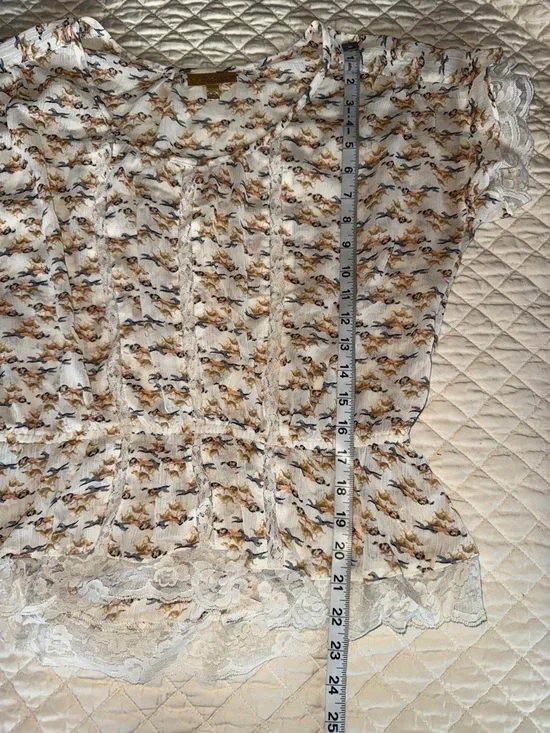 princess vera wang White Horse Peplum Lace-Trim Blouse - Picture 5 of 6